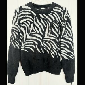 Desigual Zebra Fur-effect Sweater Size S